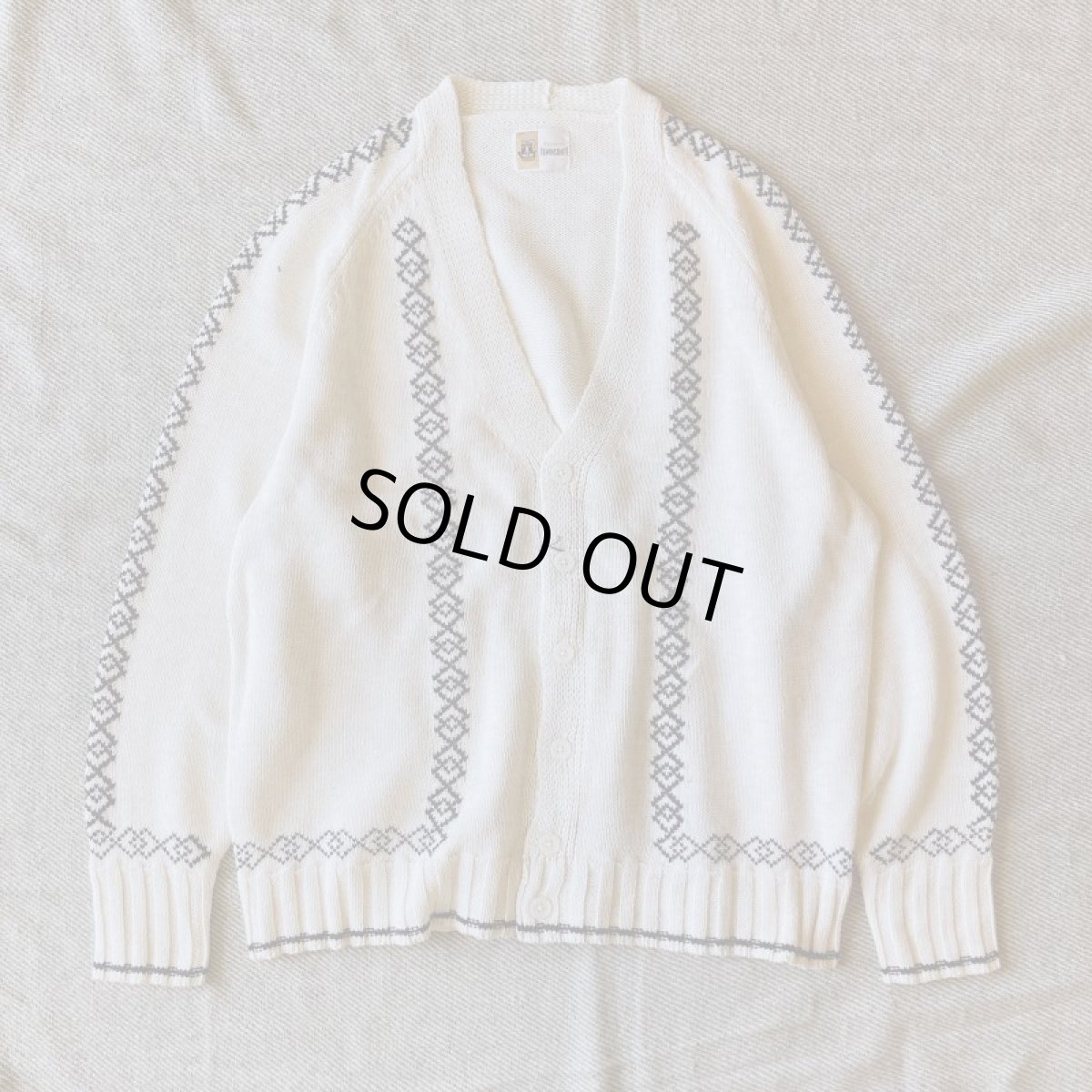 画像1: 【TOWN CRAFT】CROSS JACQUARD CARDIGAN (WHITE) (1)