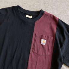 画像3: 【REMAKE】LINE SWITCHING SS TEE (Black/Burgundy) (3)