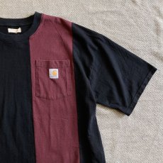 画像4: 【REMAKE】LINE SWITCHING SS TEE (Black/Burgundy) (4)