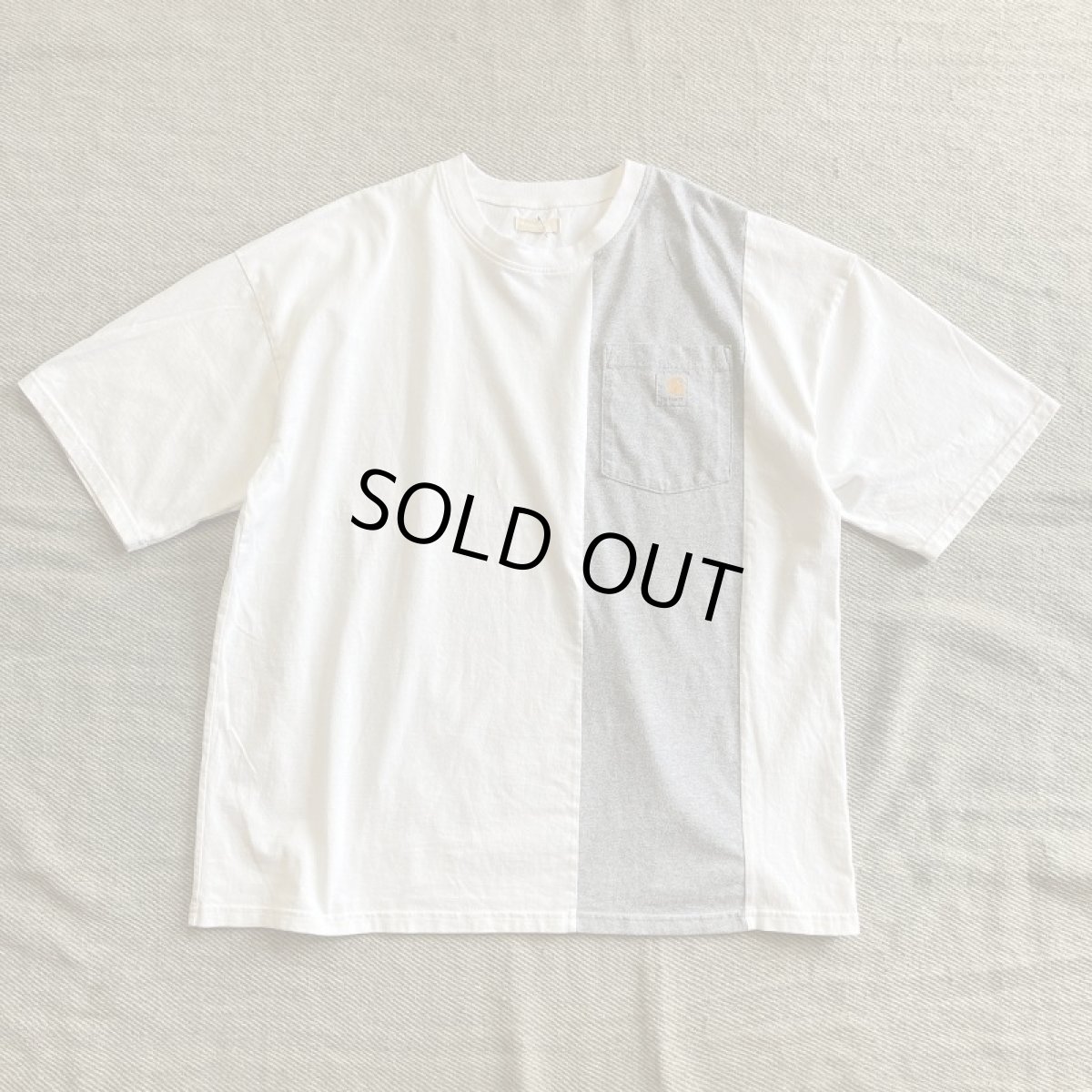 画像1: 【REMAKE】LINE SWITCHING SS TEE (White/Gray) (1)