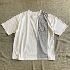 画像1: 【REMAKE】LINE SWITCHING SS TEE (White/Gray) (1)