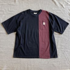 画像1: 【REMAKE】LINE SWITCHING SS TEE (Black/Burgundy) (1)