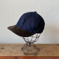 画像1: 【HIGHER/ハイヤー】12ozセルヴィッジデニム×コーデュロイブリム キャップ  (DENIM×BROWN) (1)