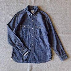 画像1: 【HOUSTON】USA COTTON CHAMBRAY WORK SHIRT / コットンシャンブレーワークシャツ (IN) (1)