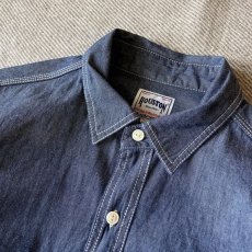 画像2: 【HOUSTON】USA COTTON CHAMBRAY WORK SHIRT / コットンシャンブレーワークシャツ (IN) (2)