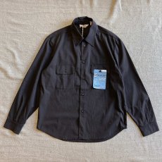 画像1: 【FIVE BROTHER】綿ポリ L/S  Work Shirt（BLACK） (1)