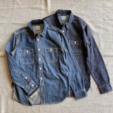 画像1: 【HOUSTON】USA COTTON VINTAGE DENIM WORK SHIRT / USAコットン ヴィンテージデニム ワークシャツ (2color) (1)