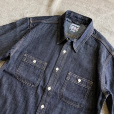 画像2: 【HOUSTON】USA COTTON VINTAGE DENIM WORK SHIRT / USAコットン ヴィンテージデニム ワークシャツ (2color) (2)