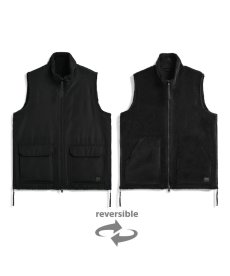 画像5: 【TAION/タイオン】NONDOWN  MILITARY REVERSIBLE HI NECK BOA VEST (BLACK×BLACK)  (5)