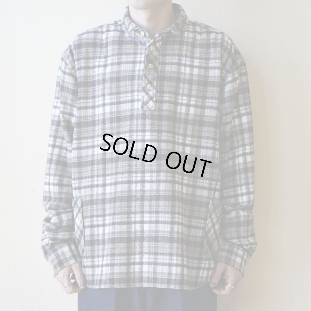 画像1: 【modemdesign/モデムデザイン】 flannel check gardening shirts (grey) (1)