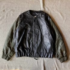 画像1: 【Re:VECTOR】USED Leather Quiltingsleeve Jacket (1)