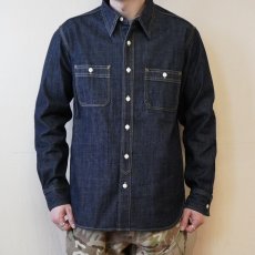 画像4: 【HOUSTON】USA COTTON VINTAGE DENIM WORK SHIRT / USAコットン ヴィンテージデニム ワークシャツ (2color) (4)