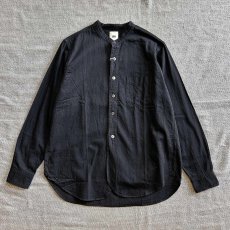 画像1: 【FOB FACTORY】デニム バンドカラー シャツ (BLACK) (1)