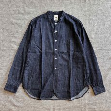 画像1: 【FOB FACTORY】デニム バンドカラー シャツ (ONE WASH) (1)