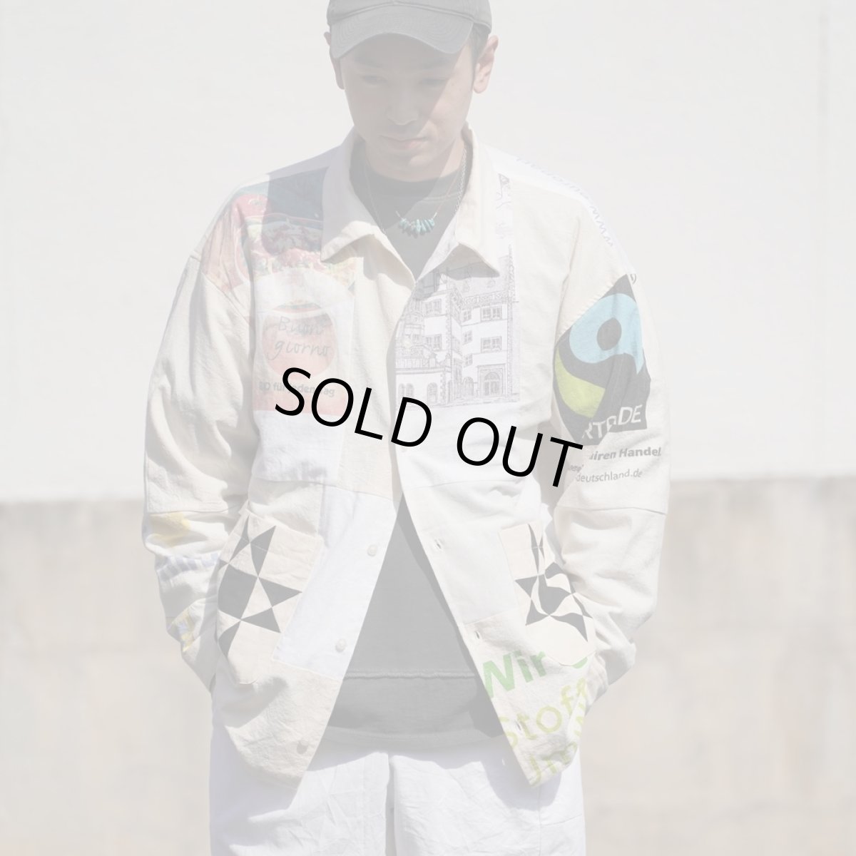 画像1: 【MR.REMAKEMAN】used tote bag remake shirt (WHITE) (1)
