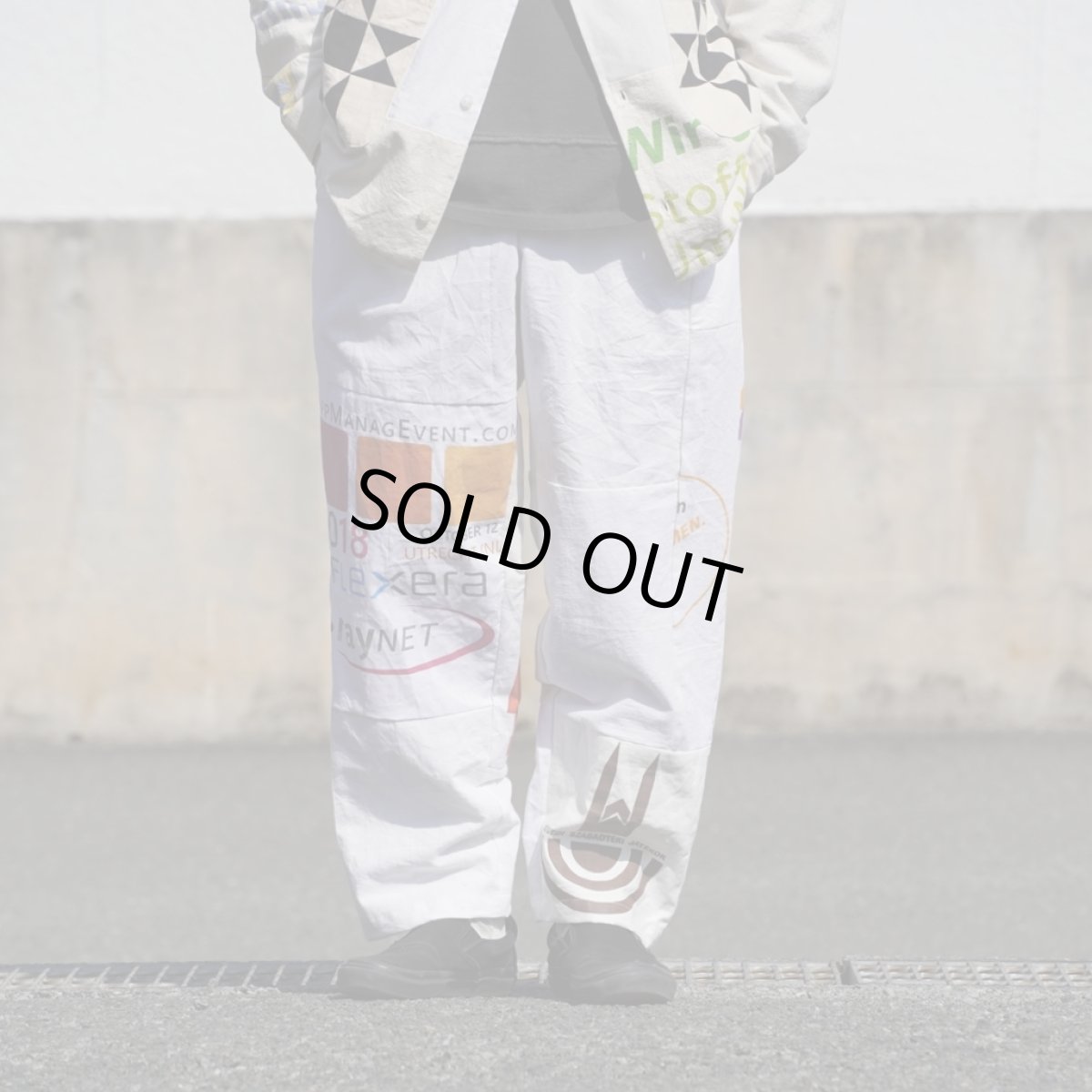 画像1: 【Mr.Remake Man】used tote bag remake pants (WHITE) (1)