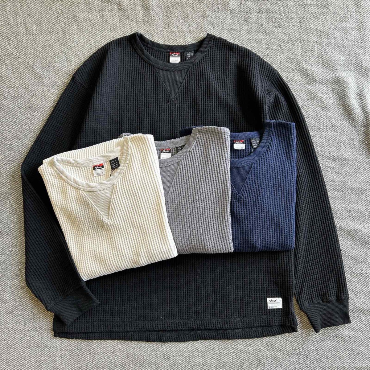 画像1: 【NANGA】ECO HYBRID WAFFLE L/S TEE/エコ ハイブリッド ワッフル 長袖 Tシャツ (2color) (1)