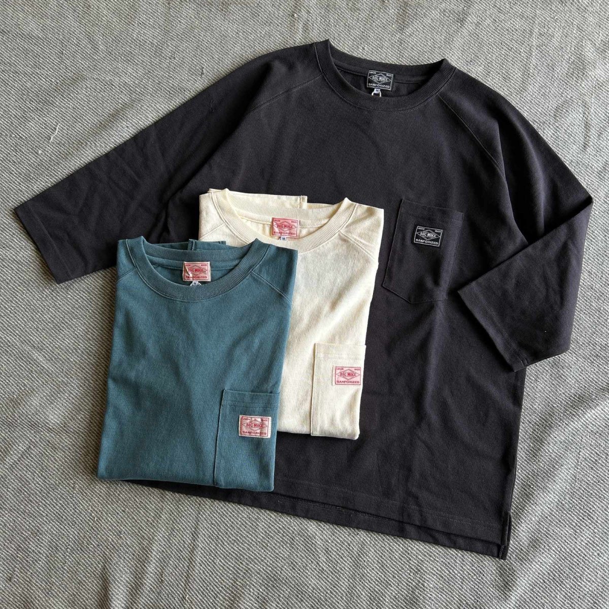 画像1: 【BIG MIKE/ビッグマイク】サングラスポケット ラグラン 7分袖 Tシャツ（3color） (1)