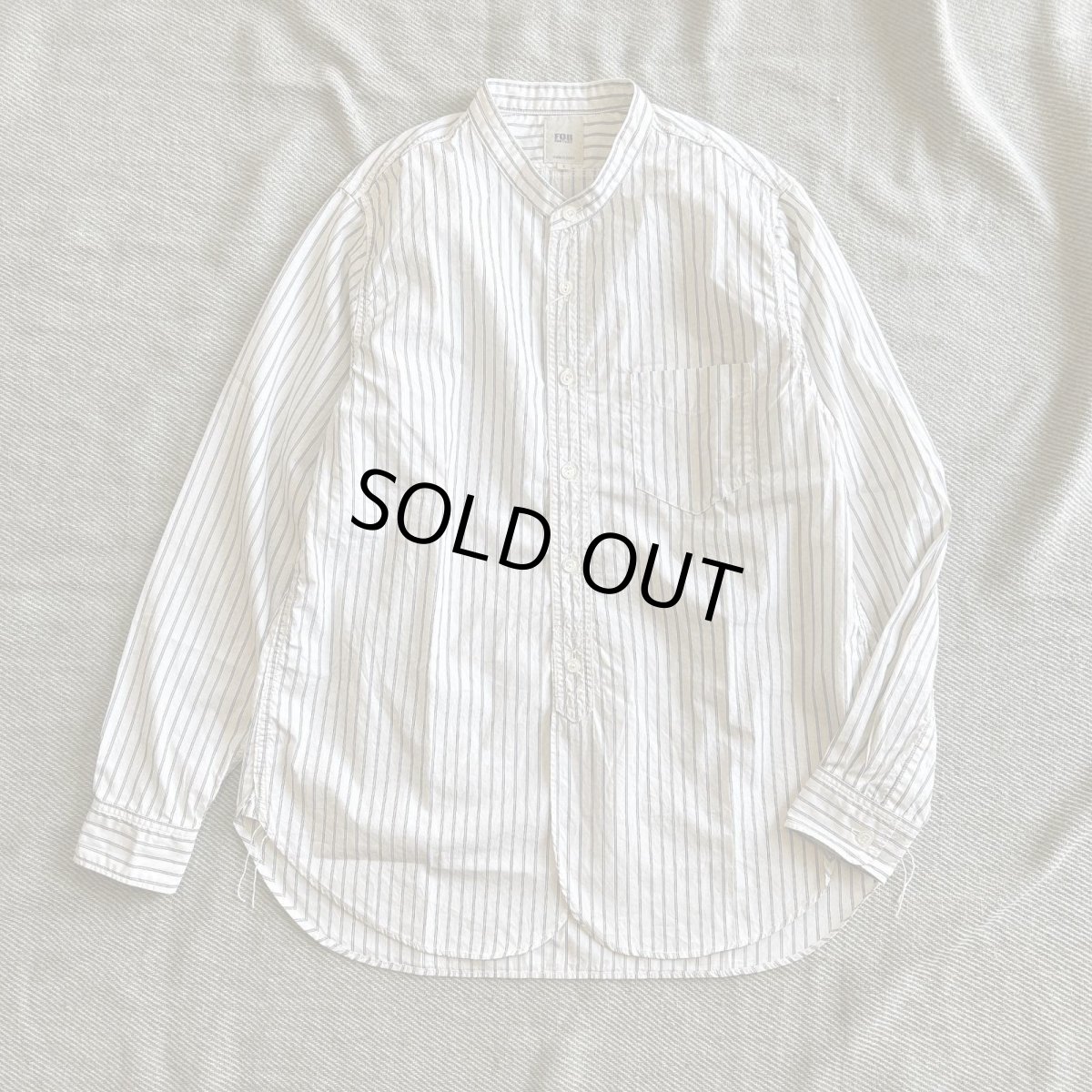 画像1: 【FOB FACTORY】ストライプ バンドカラー シャツ (WHITE) (1)