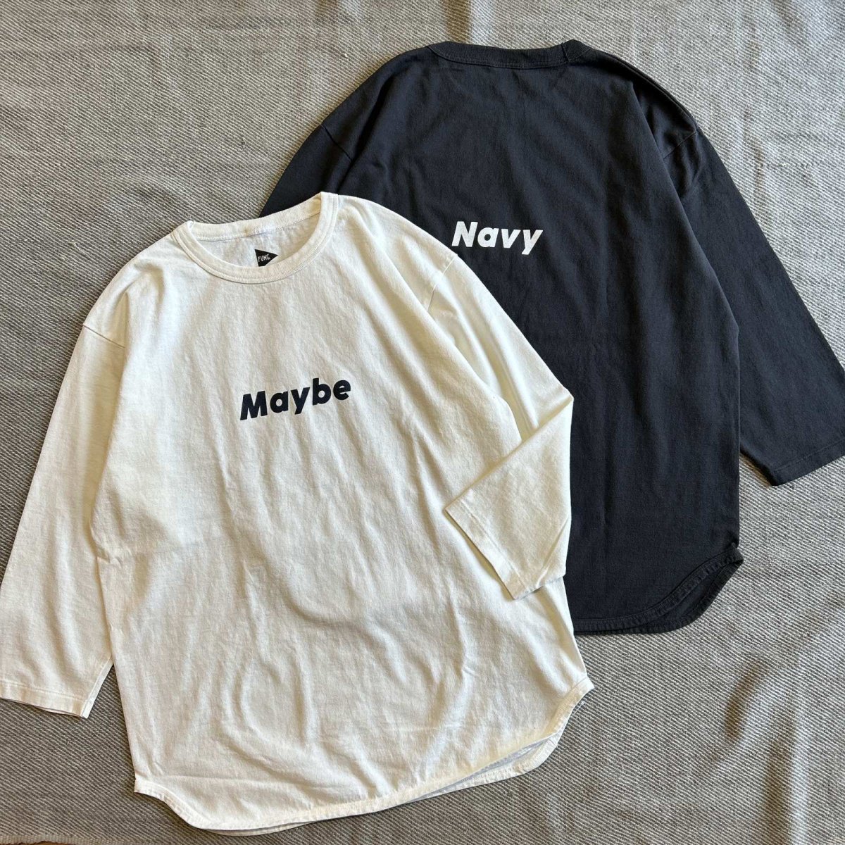 画像1: 【FUNG/ファング】7分袖プリントTee "MayBe" (2color)  (1)