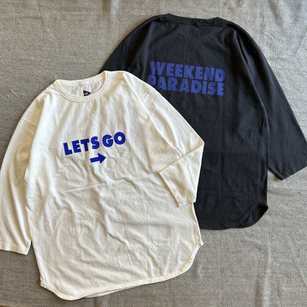 画像1: 【FUNG/ファング】7分袖プリントTee "LET'S GO" (2color)  (1)