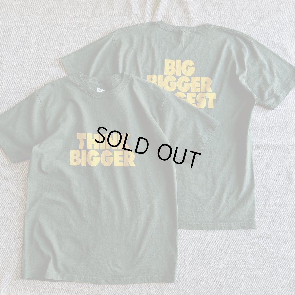 画像1: 【FUNG/ファング】半袖プリントTee "THINK BIGGER" (green)  (1)