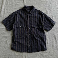 画像1: 【modemdesign/モデムデザイン】standard stripe short sleeve shirt (NAVY) (1)