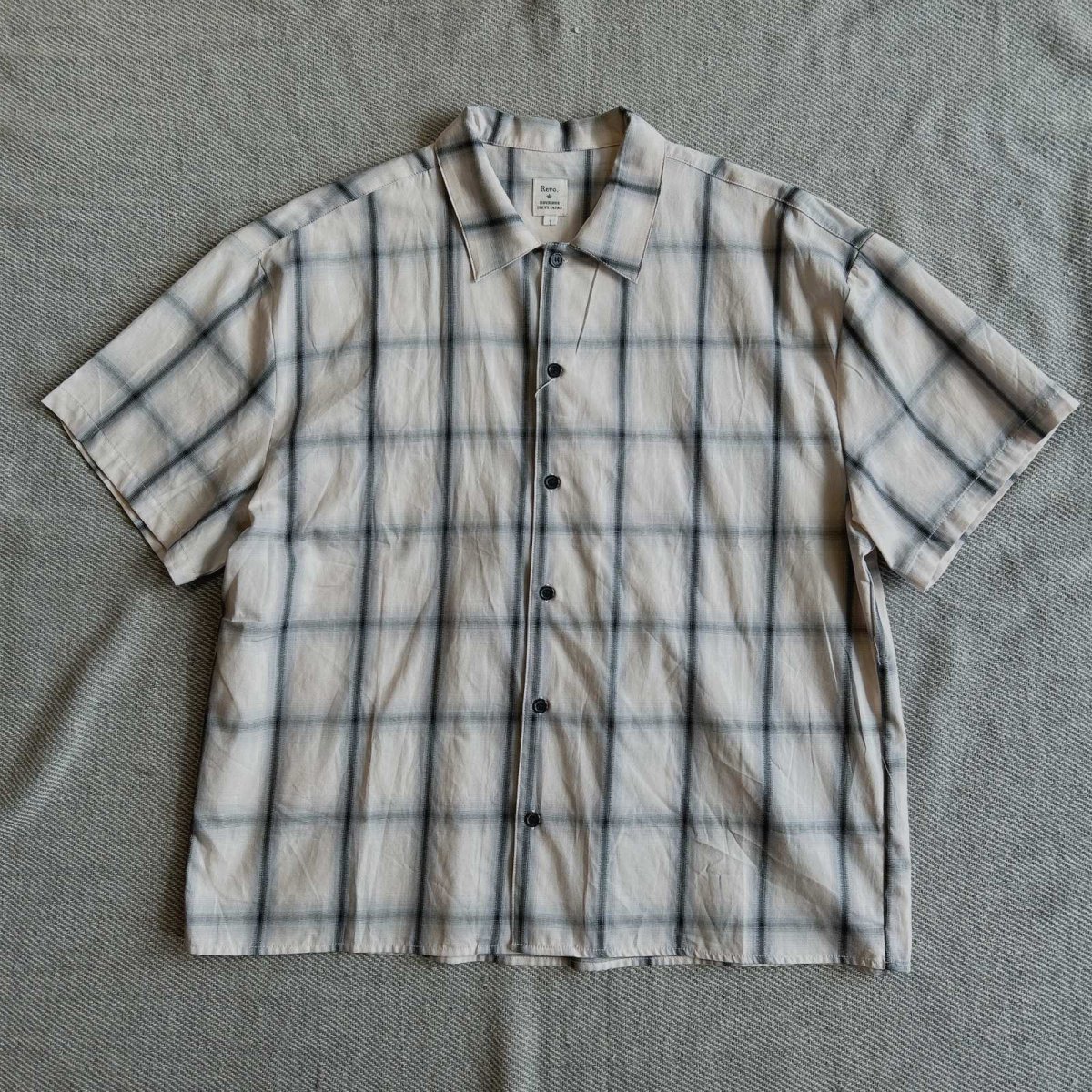 画像1: 【Revo.】USEDライクオンブレーチェックシャツ（WHT/BLK） (1)