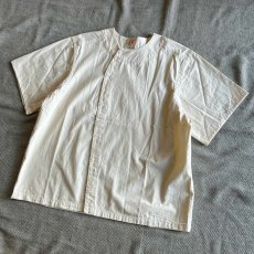 画像2: 【フランスタイプ】ファーマーズシャツ 半袖（WHITE） (2)