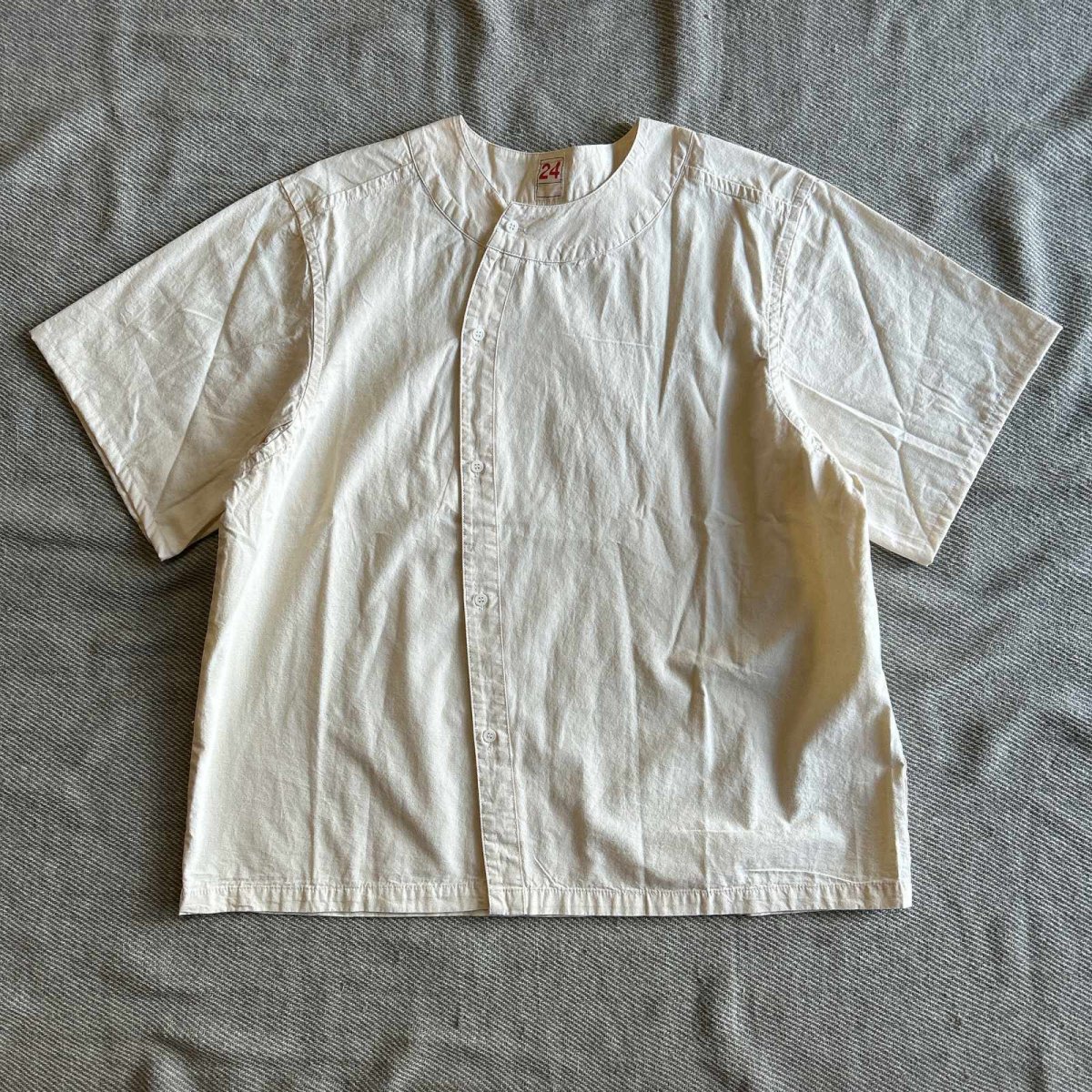 画像1: 【フランスタイプ】ファーマーズシャツ 半袖（WHITE） (1)