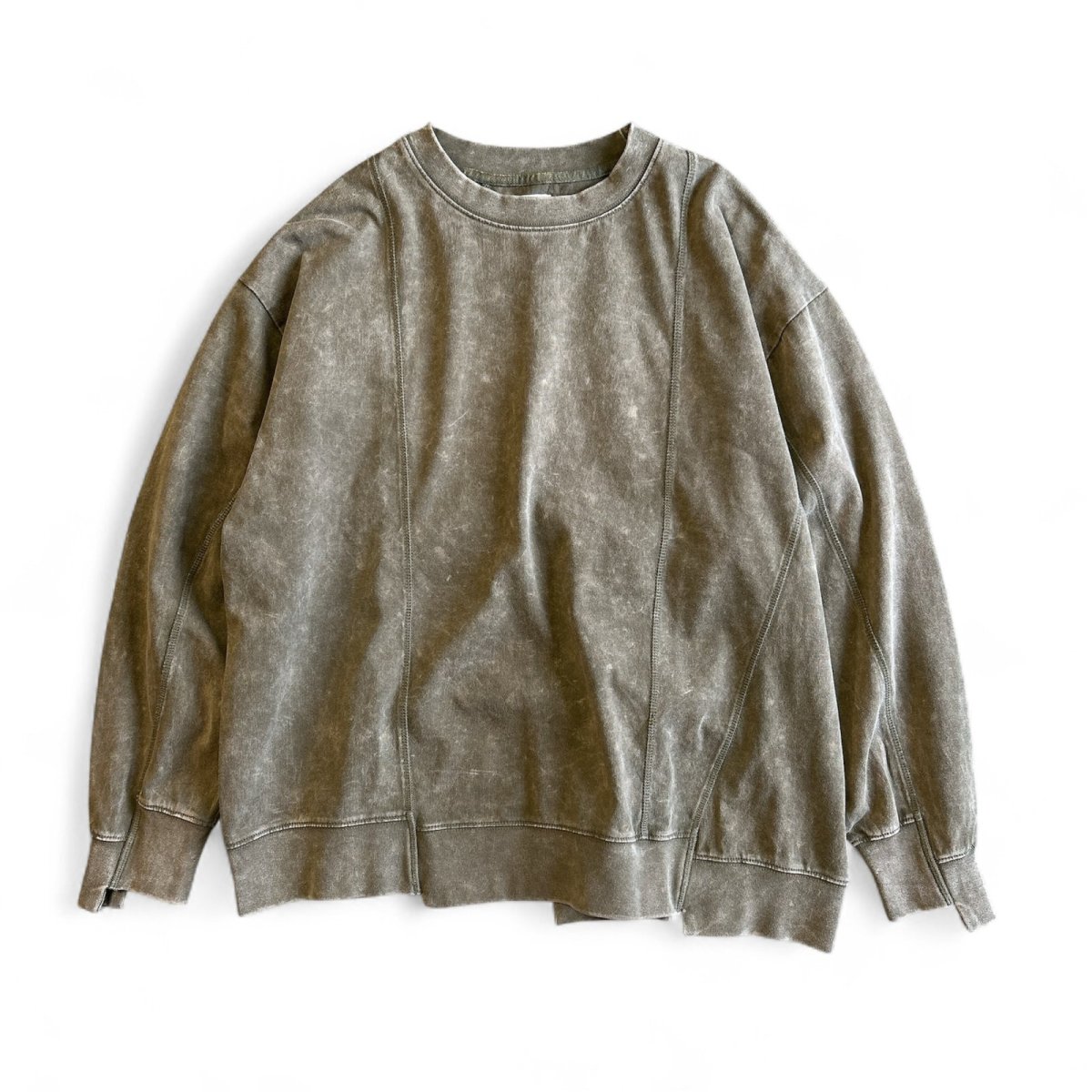 画像1: Chemically washed remake&vintage like crew neck (1)