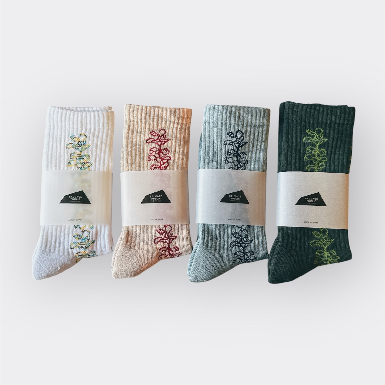 【SALVAGE PUBLIC/サルヴェージパブリック】Lei（首飾り）柄ソックス（4color）