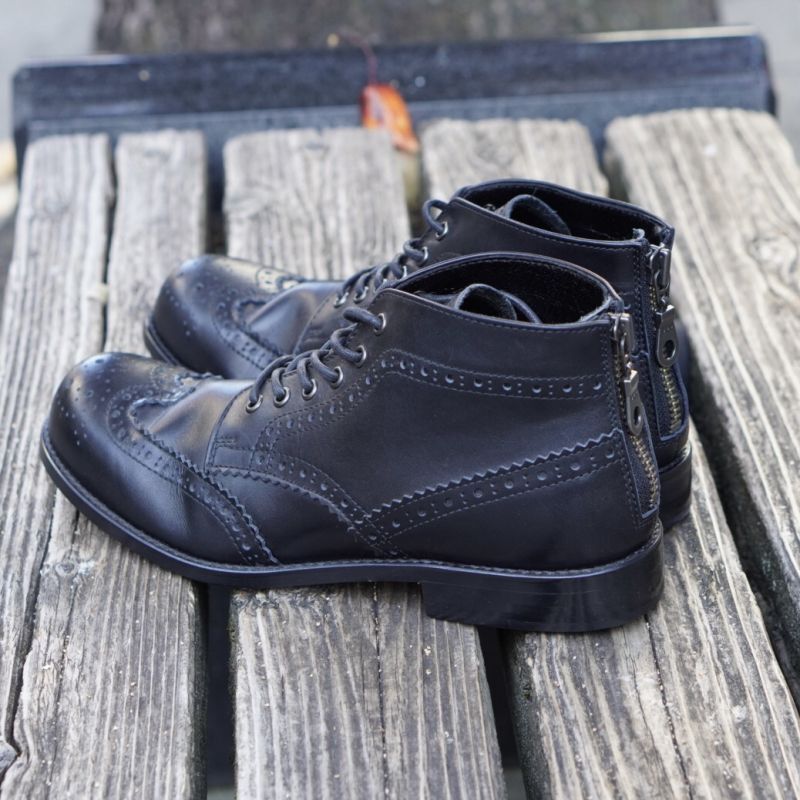 PADRONE/パドローネ】WING TIP BOOTS with BACK ZIP/ウイングチップ