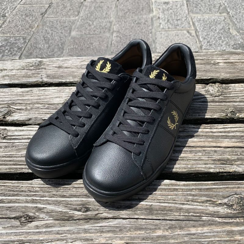 FRED PERRY/フレッドペリー】SPENCER TUMBLED LEATHER【BLACK】