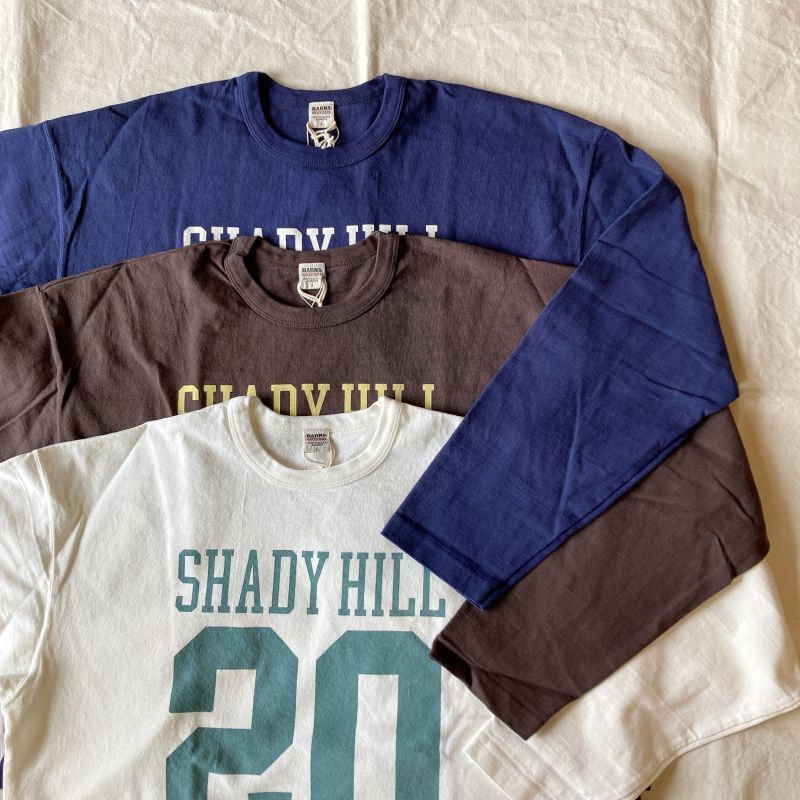 BARNS OUTFITTERS】90'sプリント 9分袖ロングスリーブTシャツ『SHADY HILL』(3colors）