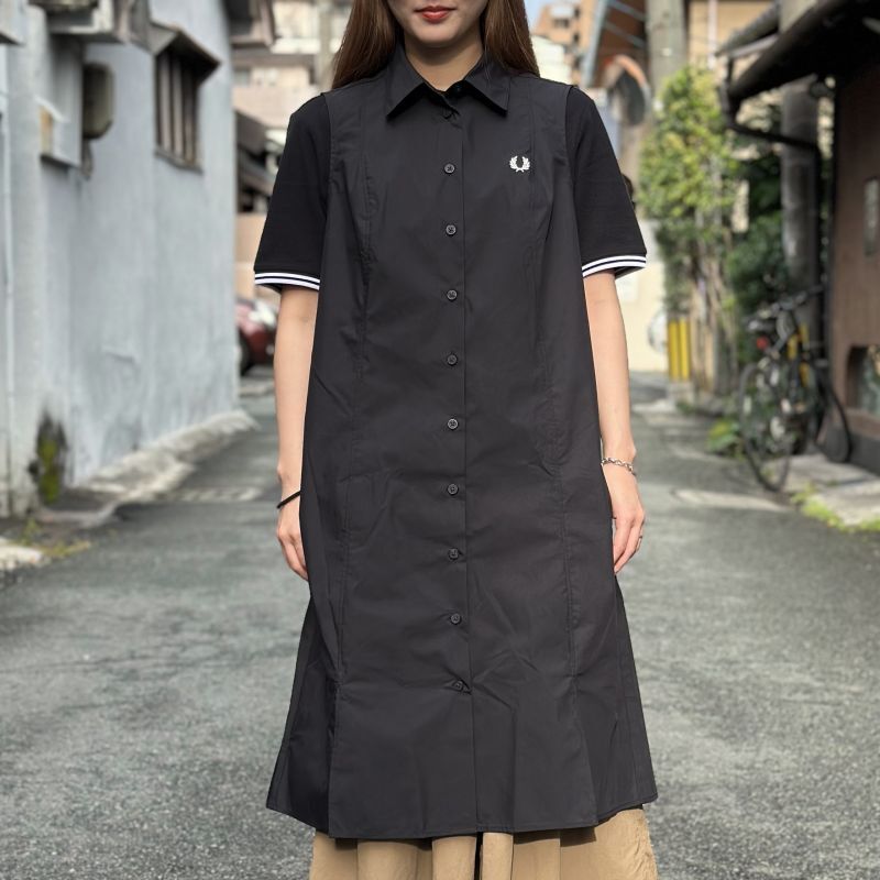 FRED PERRY/フレッドペリー】SLEEVELESS SHIRT DRESS（BLACK）