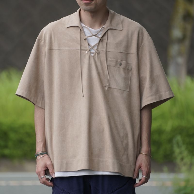 TOWN CRAFT/タウンクラフト】RACE-UP SHIRTS（beige）