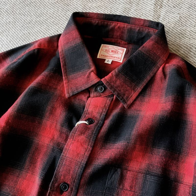 BIGMIKE/ビッグマイク】LIGHT FLANNEL CHECK SHIRTS（RED）