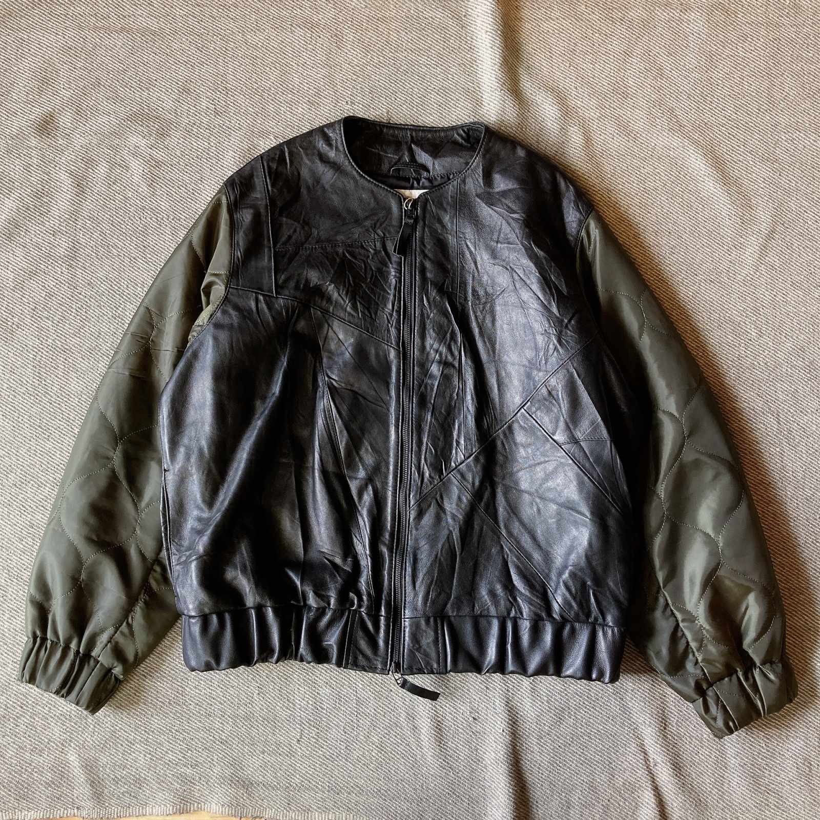 【Re:VECTOR】USED Leather Quiltingsleeve Jacket