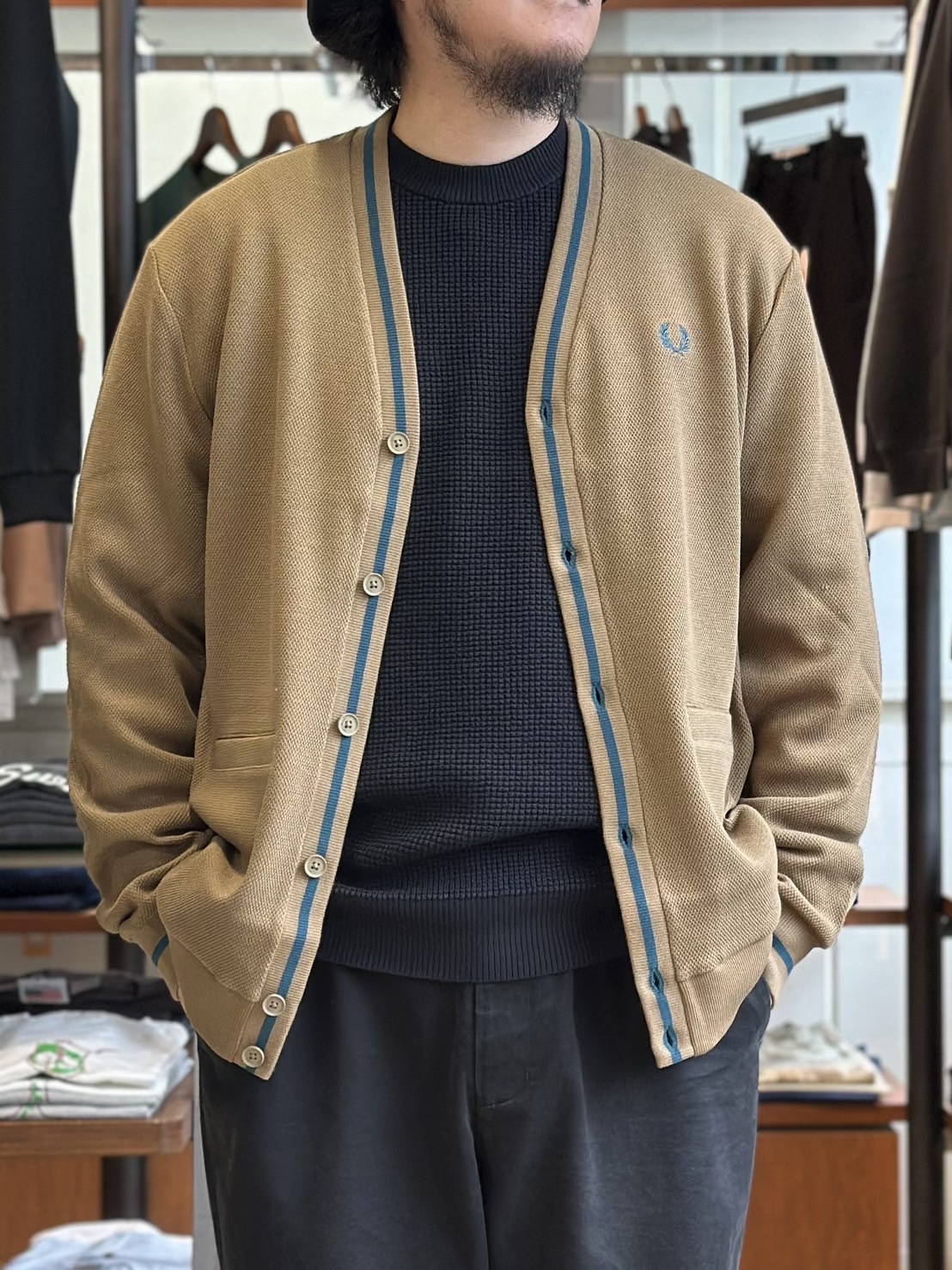 FRED PERRY/フレッドペリー】Tipped Pique Texture Cardigan