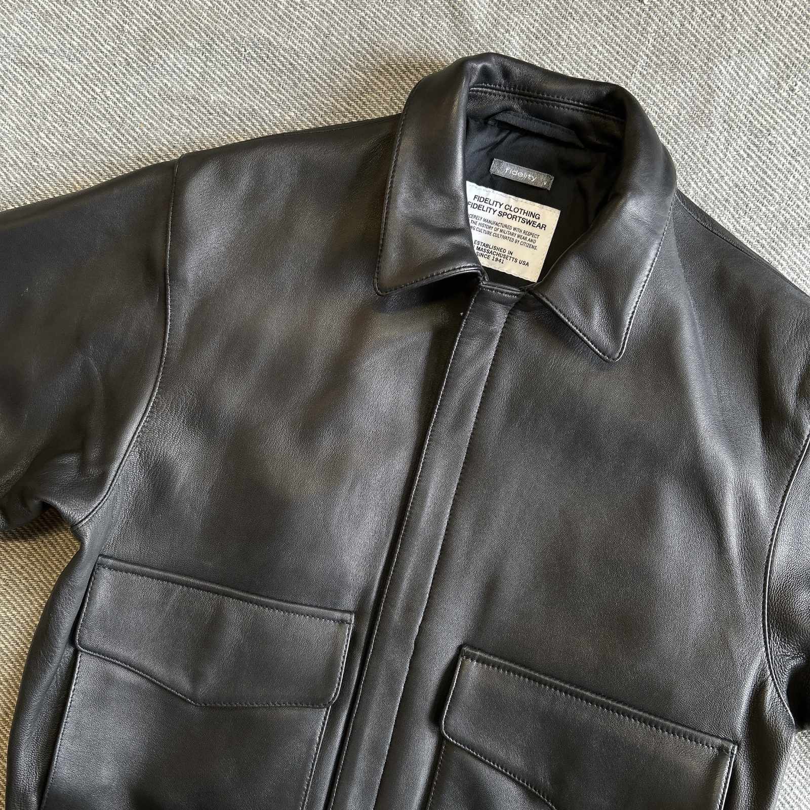 FIDELITY/フィデリティ】LAMB LEATHER A-2 JACKET（BLACK）