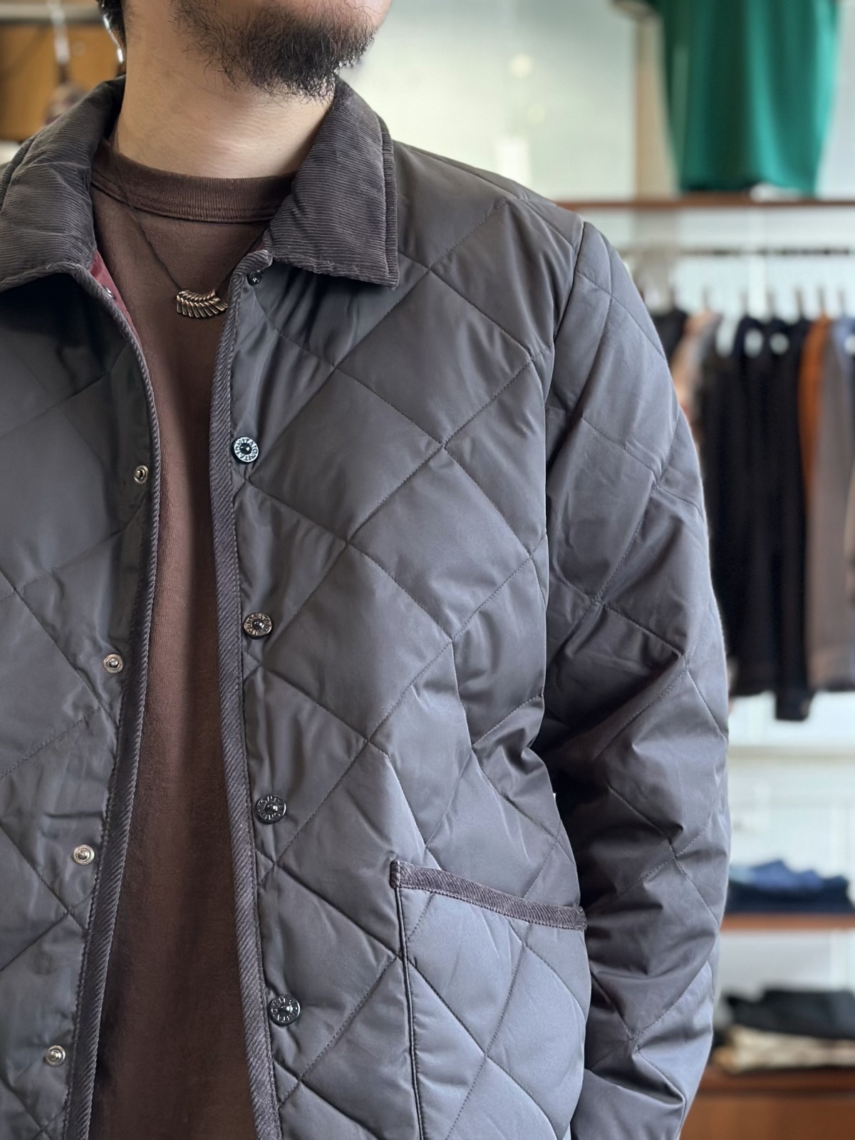 画像3: 【TAION/タイオン】“PIPING BULL COLLAR”DOWN CARDIGAN (D.CHARCOAL) (3)